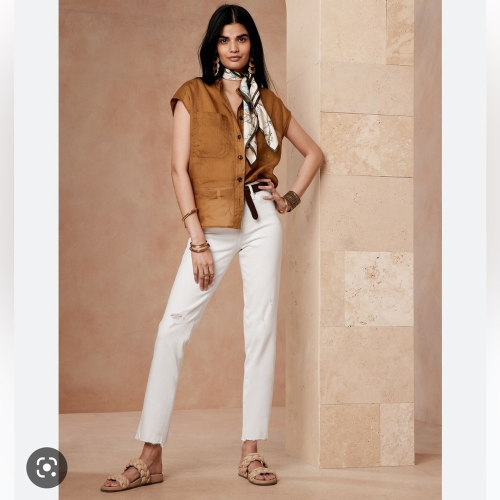 Banana Republic NWT High Rise Slim White Denim Jeans